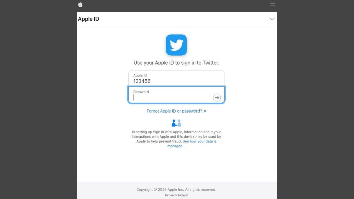 Bạn có thể đăng nhập vào Twitter bằng cách sử dụng tài khoản Apple của mình.